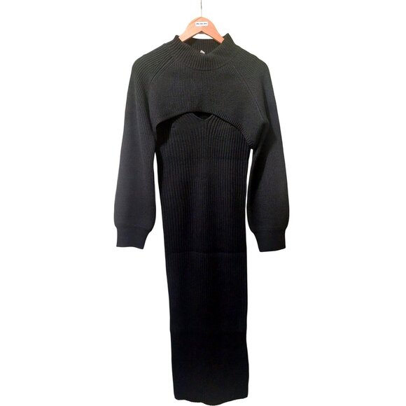 NWT Umgee 2PC Knit V-Neck Dress W/ Cropped Pullover Sweater~Stretch~Large - Picture 2 of 8